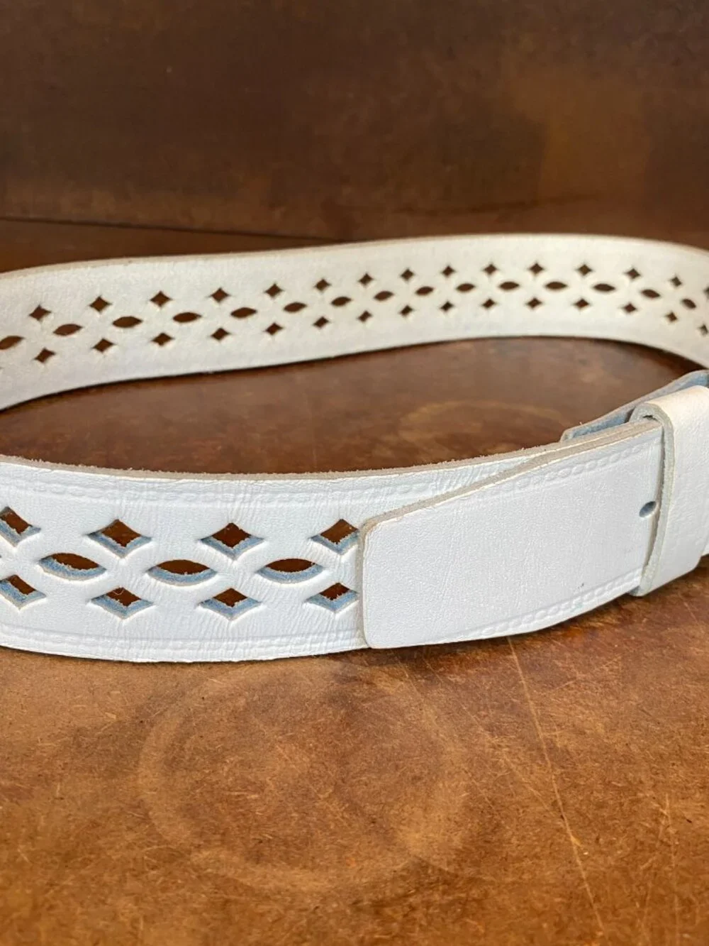 Vintage Thompsons White Leather GoGo Belt Harness Cowhide Diamond Size 34